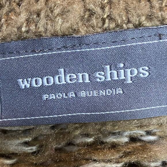 Wooden Ships Sweater Cowl Neck Chevron Patterned Wool Pullover Beige Womens M/L - Picture 7 of 8